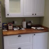 New range of Howdens white primed range for painting. Wimborne white Farrow and Ball top units and Studio green base units